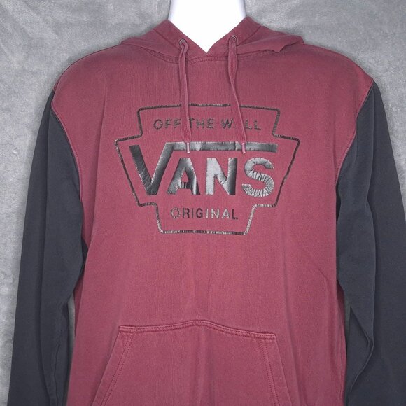 Vans Mens Logo Hoodie L Fleece Pullover Pocket Imperfect - Picture 1 of 8